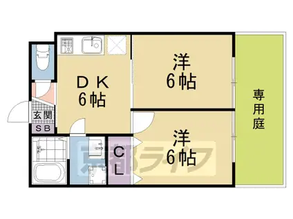 東海道本線 長岡京駅 徒歩38分 2階建 築5年(2DK/1階)の間取り写真