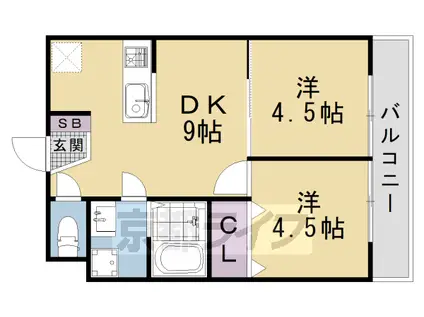 東海道本線 長岡京駅 徒歩38分 2階建 築6年(2LDK/2階)の間取り写真