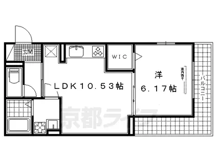 近鉄京都線 伏見駅(京都) 徒歩10分 3階建 築6年(1LDK/3階)の間取り写真