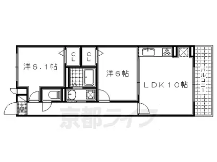 京阪電気鉄道京阪線 淀駅 徒歩23分 3階建 築5年(2LDK/2階)の間取り写真