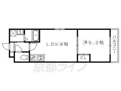 京阪電気鉄道京阪線 藤森駅 徒歩4分 5階建 築6年(1LDK/3階)の間取り写真