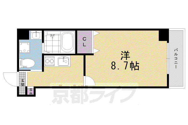 京阪電気鉄道京阪線 中書島駅 徒歩7分 7階建 築6年(1K/1階)の間取り写真