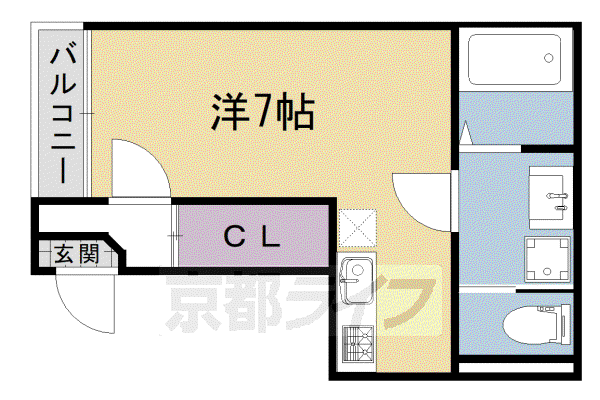京阪電気鉄道京阪線 伏見稲荷駅 徒歩5分 3階建 築6年(ワンルーム/1階)の間取り写真