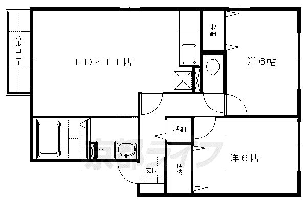 京阪電気鉄道宇治線 六地蔵駅(京阪) 徒歩4分 2階建 築19年(2LDK/2階)の間取り写真