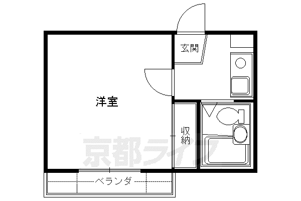 京阪電気鉄道京阪線 伏見桃山駅 徒歩7分 2階建 築36年(1K/1階)の間取り写真