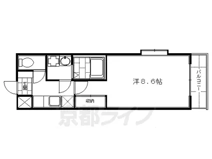 京都市烏丸線 くいな橋駅 徒歩11分 5階建 築18年(1K/4階)の間取り写真