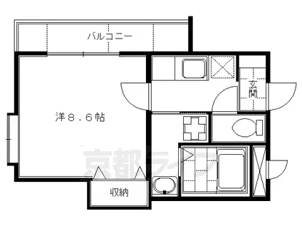 京都市烏丸線 くいな橋駅 徒歩11分 5階建 築18年(1K/3階)の間取り写真
