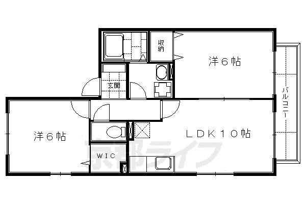 京阪電気鉄道宇治線 六地蔵駅(京阪) 徒歩15分 2階建 築17年(2LDK/2階)の間取り写真