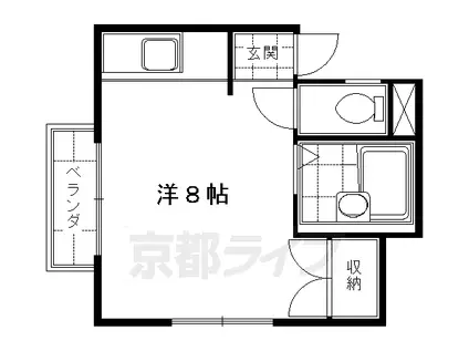 京阪電気鉄道京阪線 龍谷大前深草駅 徒歩5分 2階建 築22年(1K/1階)の間取り写真