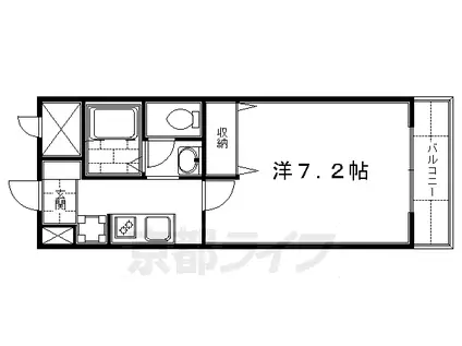 近鉄京都線 伏見駅(京都) 徒歩12分 9階建 築17年(1K/3階)の間取り写真