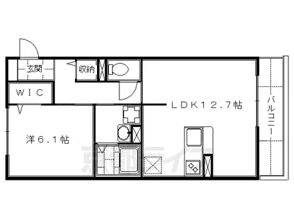 京阪電気鉄道宇治線 観月橋駅 徒歩13分 3階建 築19年(1LDK/3階)の間取り写真