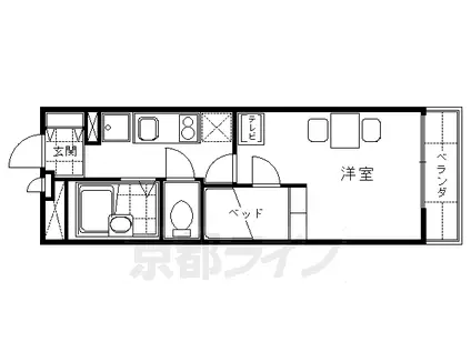 京阪電気鉄道宇治線 六地蔵駅(京阪) 徒歩3分 4階建 築17年(1K/4階)の間取り写真