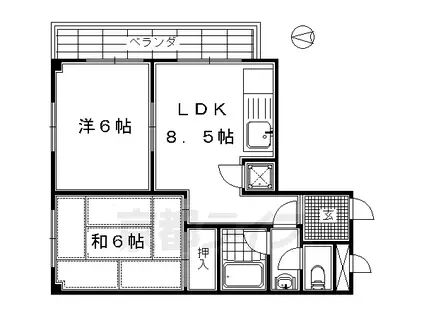 ヤムズヴィレッジ(2DK/3階)の間取り写真