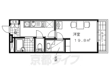京阪電気鉄道京阪線 藤森駅 徒歩9分 3階建 築17年(1K/1階)の間取り写真