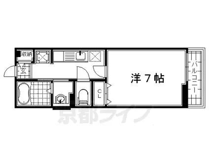 奈良線 桃山駅 徒歩8分 2階建 築17年(1K/2階)の間取り写真