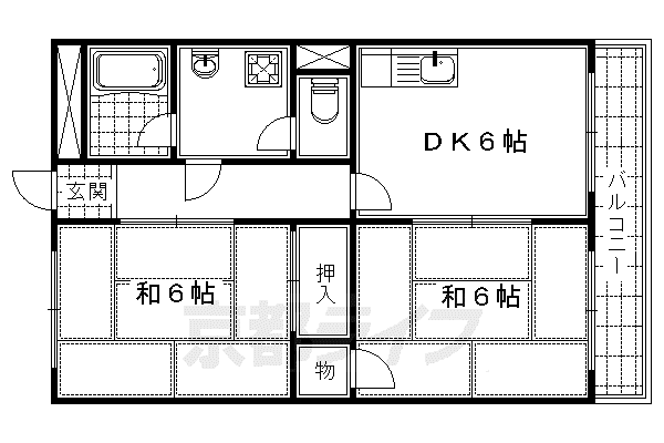 京阪電気鉄道京阪線 中書島駅 徒歩29分 3階建 築39年(2DK/3階)の間取り写真