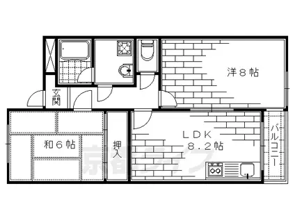 京阪電気鉄道京阪線 伏見桃山駅 徒歩29分 3階建 築31年(2LDK/2階)の間取り写真