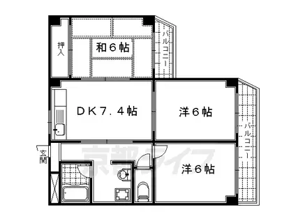 ハイツリーフラット(3DK/1階)の間取り写真