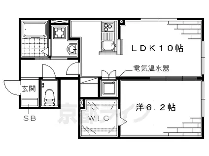 近鉄京都線 伏見駅(京都) 徒歩2分 2階建 築16年(1LDK/1階)の間取り写真