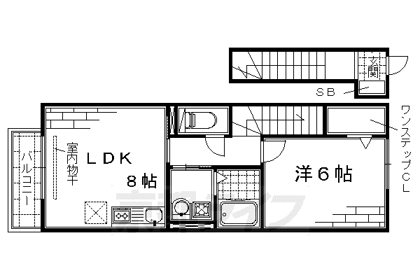 京阪電気鉄道宇治線 六地蔵駅(京阪) 徒歩4分 2階建 築17年(1LDK/2階)の間取り写真