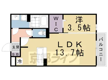 京都市烏丸線 竹田駅(京都) 徒歩17分 2階建 築16年(1LDK/1階)の間取り写真