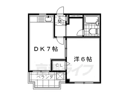 サンロイヤル七瀬川(1DK/2階)の間取り写真