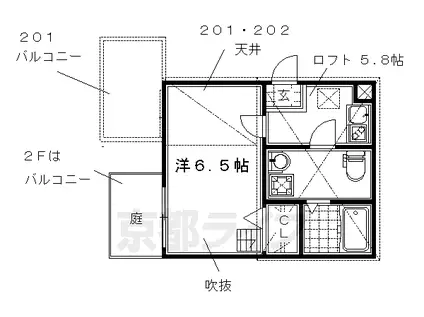 京阪電気鉄道京阪線 藤森駅 徒歩8分 2階建 築16年(1K/1階)の間取り写真
