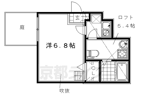 京阪電気鉄道京阪線 藤森駅 徒歩8分 2階建 築17年(1K/1階)の間取り写真
