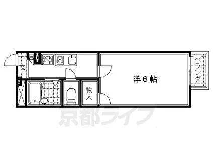 近鉄京都線 伏見駅(京都) 徒歩5分 2階建 築16年(1K/1階)の間取り写真