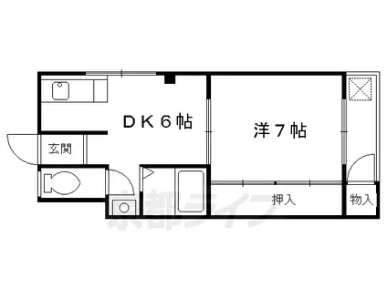 京都市烏丸線 くいな橋駅 徒歩10分 4階建 築52年(ワンルーム/2階)の間取り写真