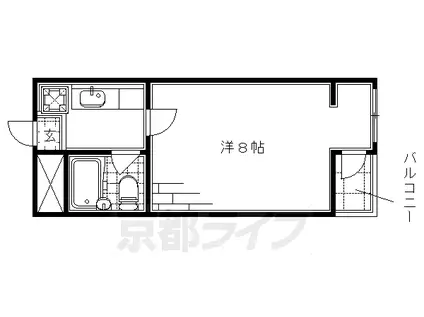 京都市烏丸線 竹田駅(京都) 徒歩5分 4階建 築45年(1K/3階)の間取り写真