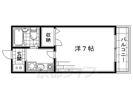 京阪電気鉄道京阪線 墨染駅 徒歩3分 3階建 築30年(1K/3階)の間取り写真