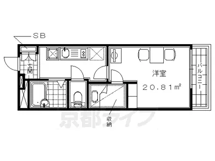 レオパレスインパクトⅡ(1K/1階)の間取り写真