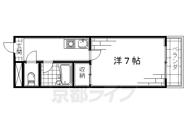 京阪電気鉄道京阪線 伏見稲荷駅 徒歩6分 3階建 築32年(1K/3階)の間取り写真