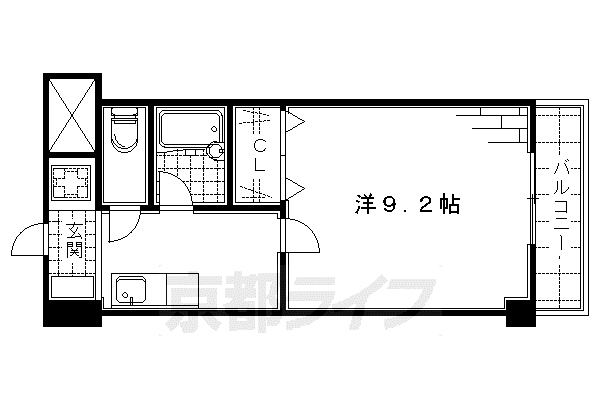 京都市烏丸線 くいな橋駅 徒歩7分 4階建 築26年(1K/3階)の間取り写真
