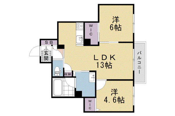 奈良線 桃山駅 徒歩6分 2階建 新築(2LDK/2階)の間取り写真