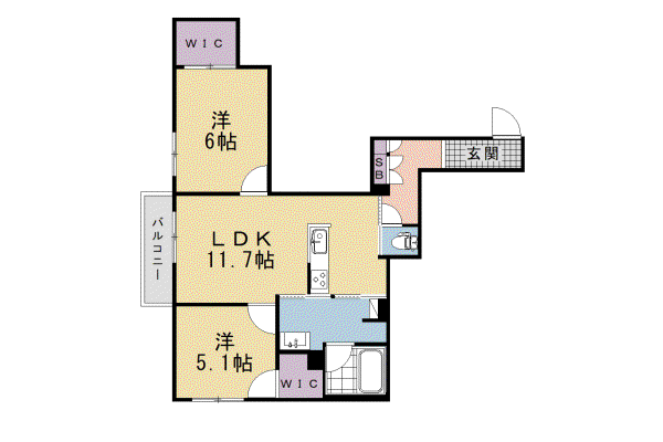 奈良線 桃山駅 徒歩6分 2階建 新築(2LDK/1階)の間取り写真