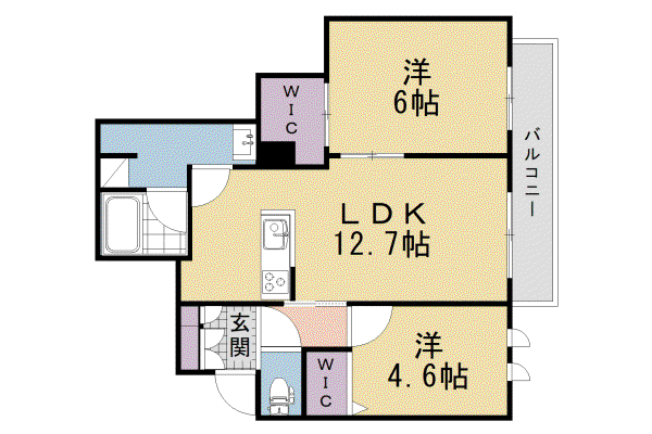 奈良線 桃山駅 徒歩6分 2階建 新築(2LDK/1階)の間取り写真