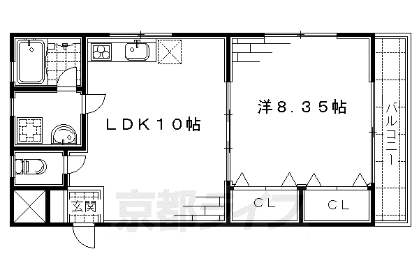 京阪電気鉄道京阪線 龍谷大前深草駅 徒歩5分 3階建 築17年(1LDK/2階)の間取り写真