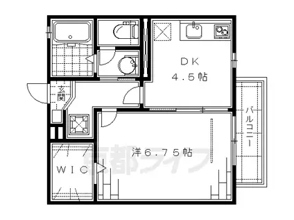 近鉄京都線 伏見駅(京都) 徒歩8分 2階建 築16年(1DK/1階)の間取り写真