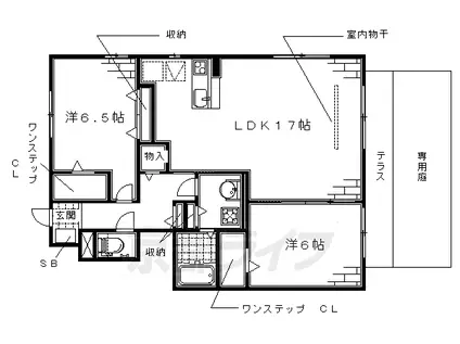 京阪電気鉄道京阪線 淀駅 徒歩10分 2階建 築16年(2LDK/1階)の間取り写真