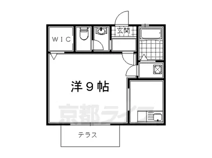 近鉄京都線 伏見駅(京都) 徒歩12分 2階建 築22年(1K/1階)の間取り写真