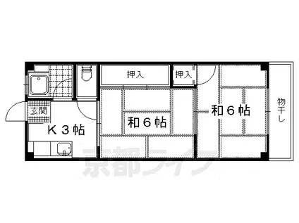 京阪電気鉄道京阪線 淀駅 徒歩11分 2階建 築66年(2K/2階)の間取り写真
