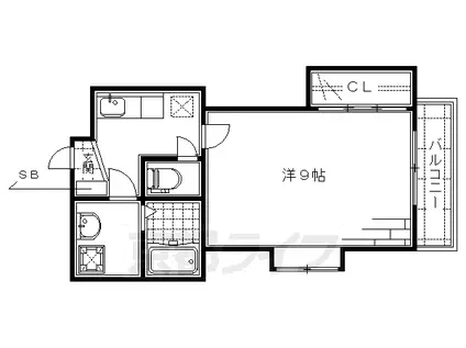 京阪電気鉄道京阪線 伏見稲荷駅 徒歩2分 4階建 築15年(1K/3階)の間取り写真