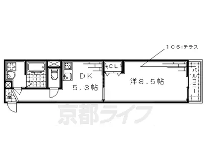 京阪電気鉄道京阪線 丹波橋駅 徒歩2分 3階建 築15年(1DK/2階)の間取り写真