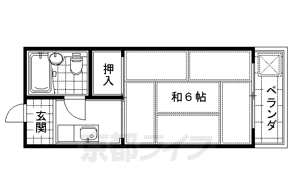 京阪電気鉄道京阪線 墨染駅 徒歩3分 3階建 築67年(1K/3階)の間取り写真