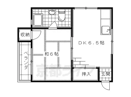 大元ビル(1DK/2階)の間取り写真