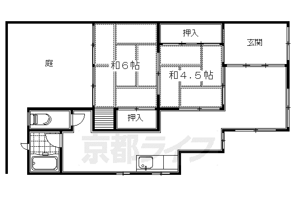 京阪電気鉄道京阪線 丹波橋駅 徒歩5分 1階建 築67年(2K)の間取り写真