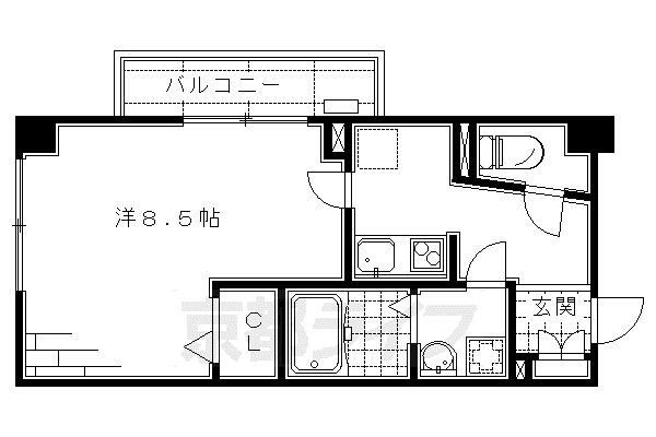 近鉄京都線 伏見駅(京都) 徒歩1分 4階建 築15年(1K/3階)の間取り写真