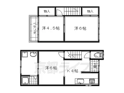 京阪電気鉄道京阪線 龍谷大前深草駅 徒歩9分 2階建 築58年(3K)の間取り写真